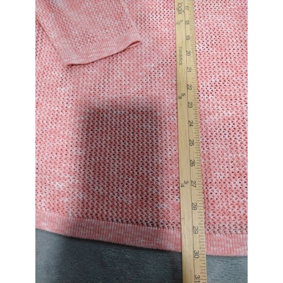 Talbots Sweater Womens 1X Pink Tunic Scoop Neck Open Knit Pima Cotton 3/4 Sleeve - Picture 3 of 7